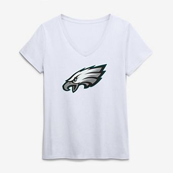 Women's Logo Athletic White Philadelphia Eagles Primary Logo V-Neck T-Shirt