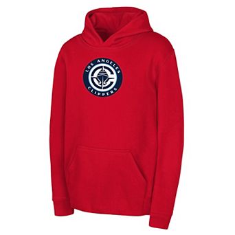 Youth Outerstuff Red LA Clippers Primary Logo Pullover Hoodie