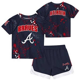 Preschool Outerstuff Navy Atlanta Braves Pinch Hitter Infielder T-Shirt & Shorts Set