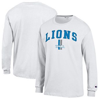 Men's Champion White Detroit Lions Arch Over Logo Long Sleeve T-Shirt
