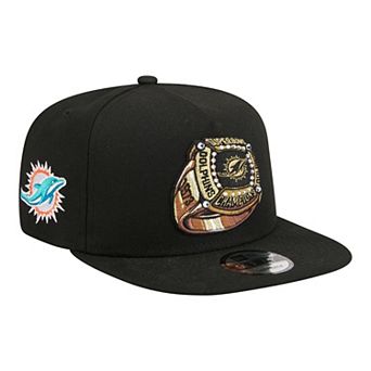 Men's New Era Black Miami Dolphins Super Bowl Ring 9FIFTY A-Frame Adjustable Hat