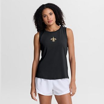 Women's Fanatics Black New Orleans Saints Draped Mesh Back Performance Tank Top