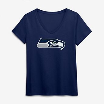 Women's Logo Athletic College Navy Seattle Seahawks Primary Logo V-Neck T-Shirt