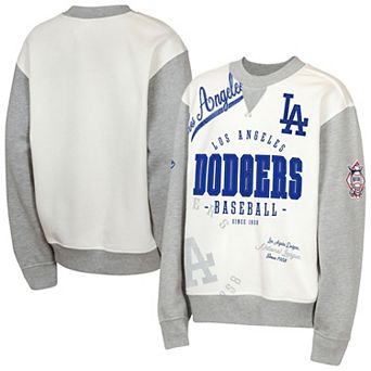 Youth Outerstuff Cream/Gray Los Angeles Dodgers Big League Power Hit Fleece Sweatshirt