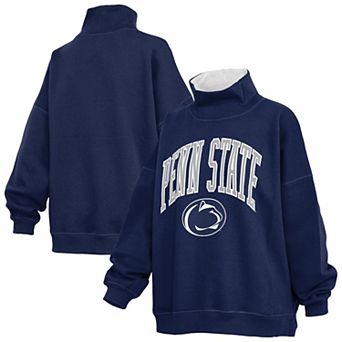 Women's Pressbox Navy Penn State Nittany Lions Oversized Mock Neck Sweatshirt