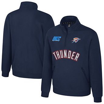 Unisex Stadium Essentials Navy Oklahoma City Thunder First Team Trainer Quarter-Zip Pullover