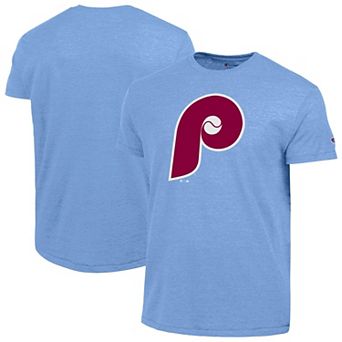 Men's Champion Light Blue Philadelphia Phillies Cooperstown Logo Tri-Blend T-Shirt