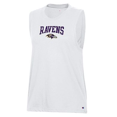 Women's Champion White Baltimore Ravens Muscle Tank Top