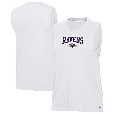 Women's Champion White Baltimore Ravens Muscle Tank Top
