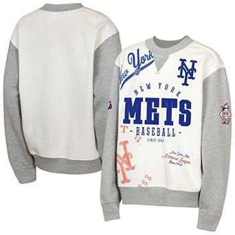 Youth Outerstuff Cream/Gray New York Mets Big League Power Hit Fleece Sweatshirt