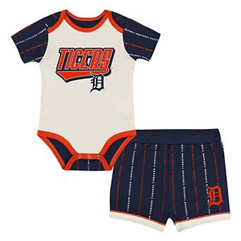 Infant Outerstuff White/Navy Detroit Tigers Lead Run Diaper Cover Bodysuit & Shorts Set
