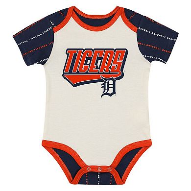 Infant Outerstuff White/Navy Detroit Tigers Lead Run Diaper Cover Bodysuit & Shorts Set
