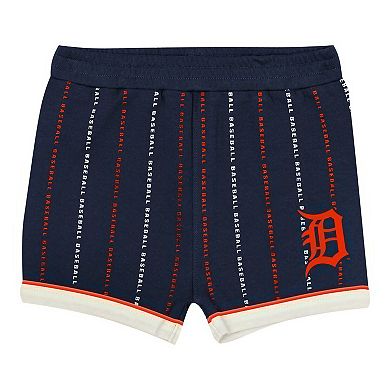 Infant Outerstuff White/Navy Detroit Tigers Lead Run Diaper Cover Bodysuit & Shorts Set