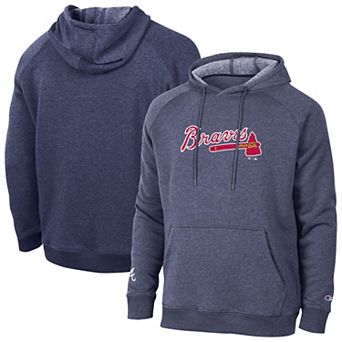Men's Champion Navy Atlanta Braves Triumph Tri-Blend Raglan Hoodie