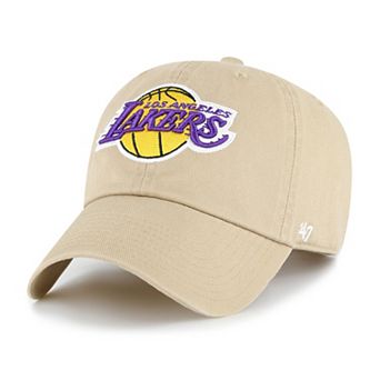 Men's '47 Khaki Los Angeles Lakers Logo Clean Up Adjustable Hat