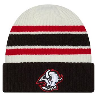 Men's New Era Cream/Black Buffalo Sabres Vintage Cuffed Knit Hat