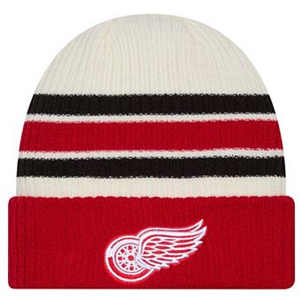 Men's New Era Cream/Red Detroit Red Wings Vintage Cuffed Knit Hat
