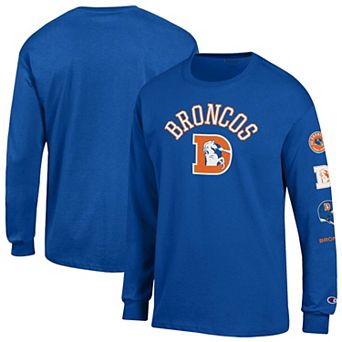 Men's Champion Royal Denver Broncos Long Sleeve Vintage Jersey T-Shirt