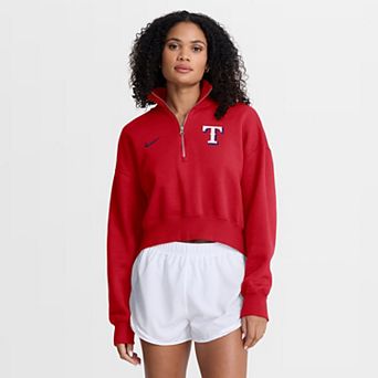 Women's Nike Red Texas Rangers Primetime Phoenix Fleece Half-Zip Sweatshirt