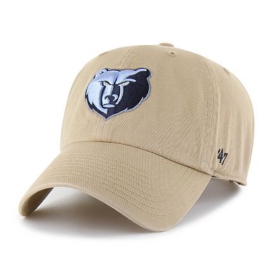 Men's '47 Khaki Memphis Grizzlies Logo Clean Up Adjustable Hat