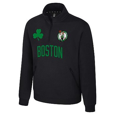 Unisex Stadium Essentials Black Boston Celtics First Team Trainer Quarter-Zip Pullover