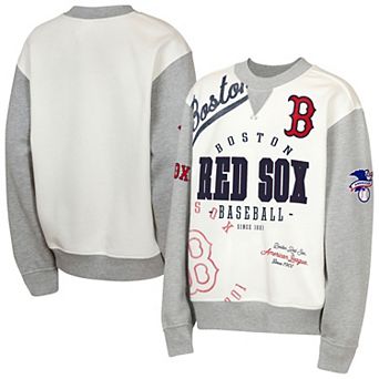 Youth Outerstuff Cream/Gray Boston Red Sox Big League Power Hit Fleece Sweatshirt