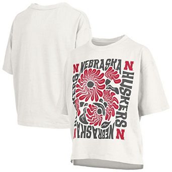 Women's Pressbox White Nebraska Huskers Elena Oversized Slub T-Shirt