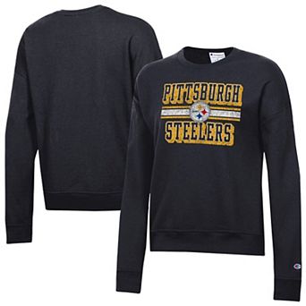 Women's Champion Black Pittsburgh Steelers Powerblend Fleece Sweatshirt