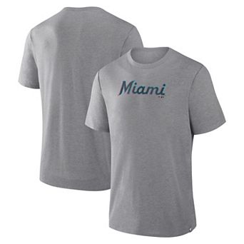 Men's Fanatics Heather Gray Miami Marlins Play Tribute Tri-Blend T-Shirt