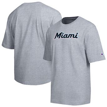 Men's Champion Gray Miami Marlins All Star Chenille Wordmark T-Shirt