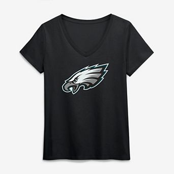 Women's Logo Athletic Black Philadelphia Eagles Primary Logo V-Neck T-Shirt
