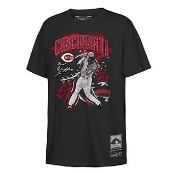 Youth Mitchell & Ness Ken Griffey Black Cincinnati Reds Chalked Up Player T-Shirt