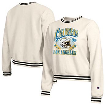 Women's Champion Cream Los Angeles Chargers Reverse Weave Fleece Sweatshirt