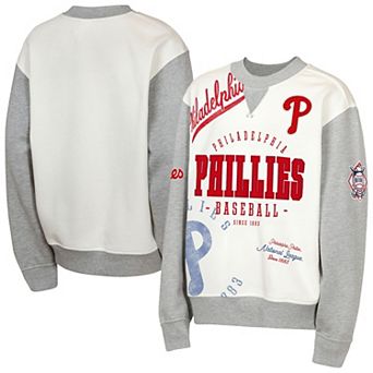 Youth Outerstuff Cream/Gray Philadelphia Phillies Big League Power Hit Fleece Sweatshirt