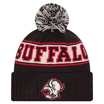 Men's New Era Black Buffalo Sabres Retro Cuffed Knit Hat with Pom