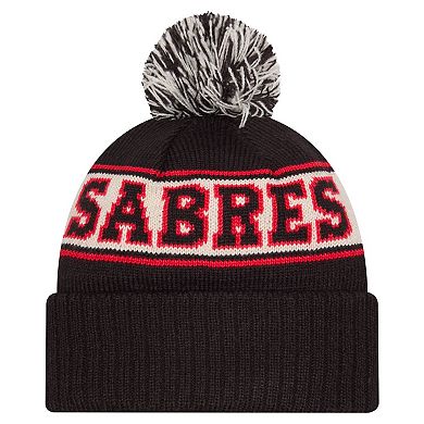 Men's New Era Black Buffalo Sabres Retro Cuffed Knit Hat with Pom