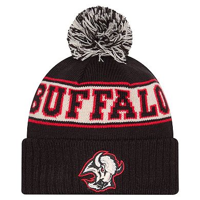 Men's New Era Black Buffalo Sabres Retro Cuffed Knit Hat with Pom