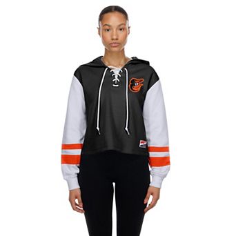 Women's New Era Black Baltimore Orioles Boxy Lace-Up Hoodie
