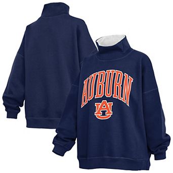 Women's Pressbox Navy Auburn Tigers Oversized Mock Neck Sweatshirt
