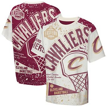 Youth Outerstuff Cream Cleveland Cavaliers Top Player All-Over-Print T-Shirt