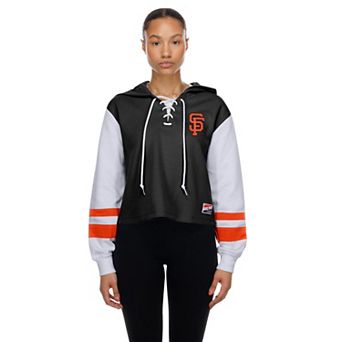 Women's New Era Black San Francisco Giants Boxy Lace-Up Hoodie