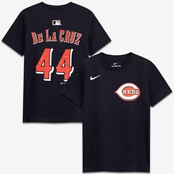 Youth Nike Elly De La Cruz Black Cincinnati Reds Name & Number T-Shirt