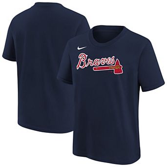 Youth Nike Athletic Navy Atlanta Braves Wordmark T-Shirt