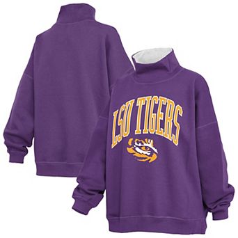 Women's Pressbox Purple LSU Tigers Oversized Mock Neck Sweatshirt