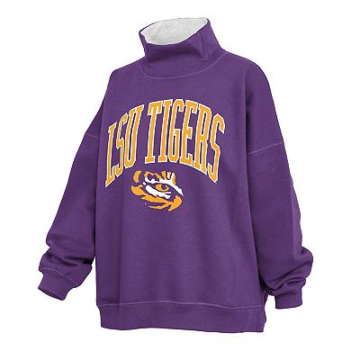 Women's Pressbox Purple LSU Tigers Oversized Mock Neck Sweatshirt