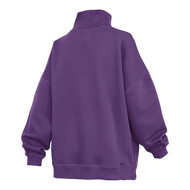 Women's Pressbox Purple LSU Tigers Oversized Mock Neck Sweatshirt