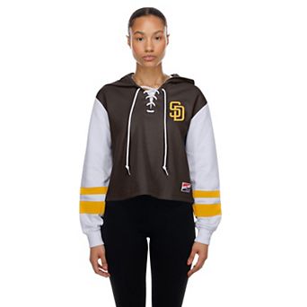 Women's New Era Brown San Diego Padres Boxy Lace-Up Hoodie
