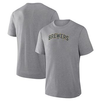 Men's Fanatics Heather Gray Milwaukee Brewers Play Tribute Tri-Blend T-Shirt