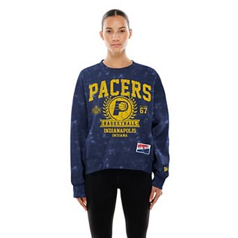 Women's New Era Navy Indiana Pacers Throwback Collection Mineral Wash Crewneck Sweatshirt
