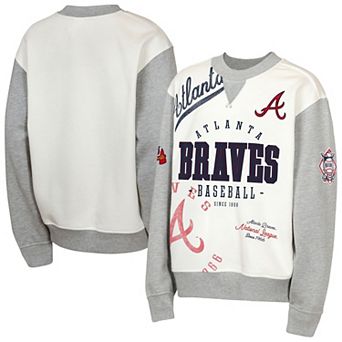 Youth Outerstuff Cream/Gray Atlanta Braves Big League Power Hit Fleece Sweatshirt
